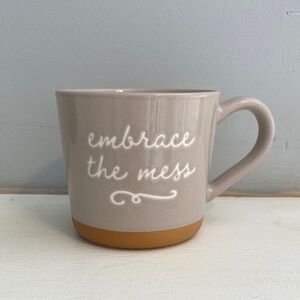 Threshold 'Embrace the Mess' Beige Ceramic Mug with Tan Base